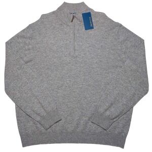 BILTMORE 100% Cashmere Men's 1/4 Zip Sweater Heather Gray XXL 2XL ~ New